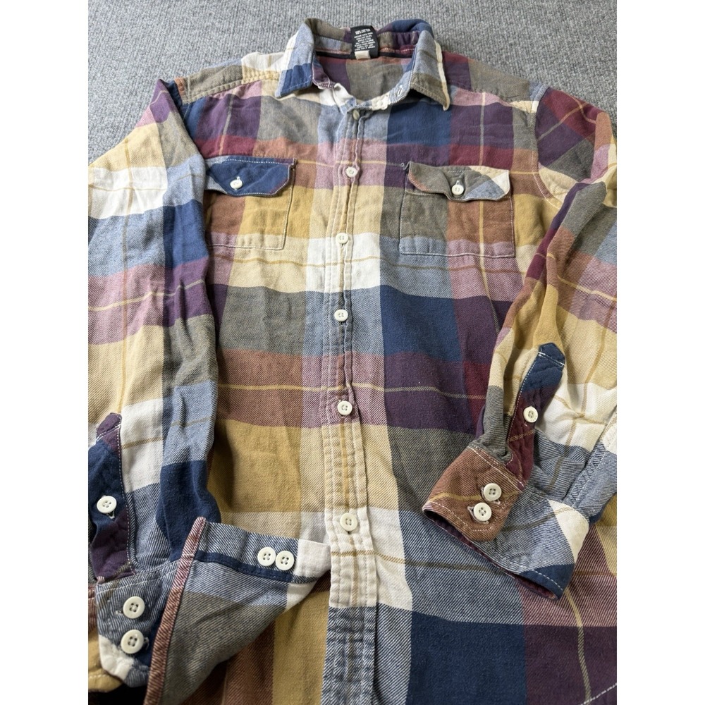Hawk Men's Plaid Flannel Button Up Shirt Size M Long Sleeve 100%‎ Cotton